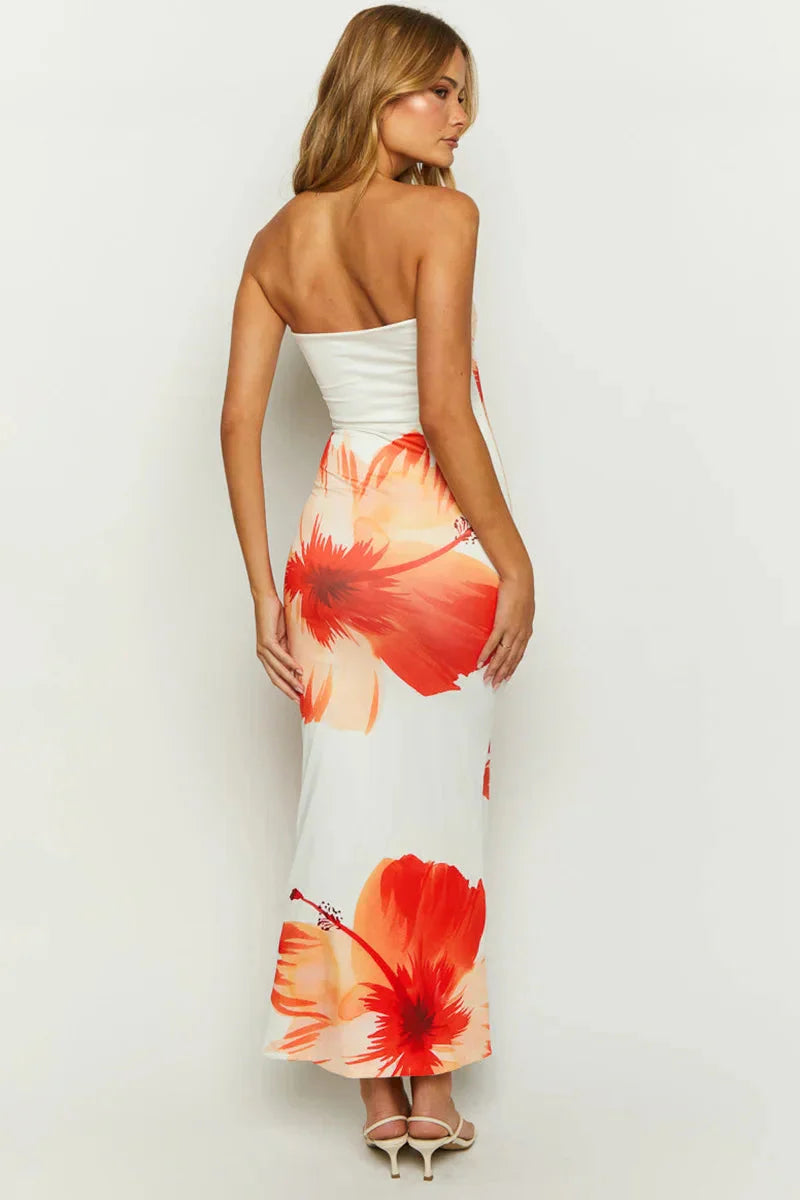 Levoire | Sans Bretelles Robe Maxi À Fleurs Robe Bodycon