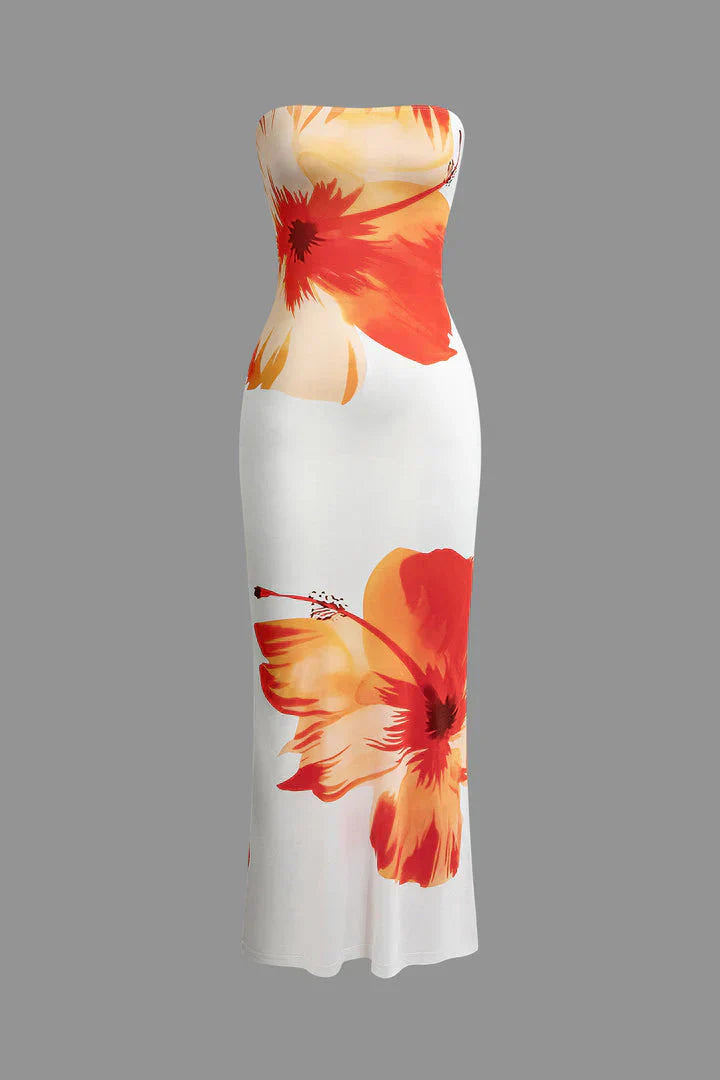 Levoire | Sans Bretelles Robe Maxi À Fleurs Robe Bodycon