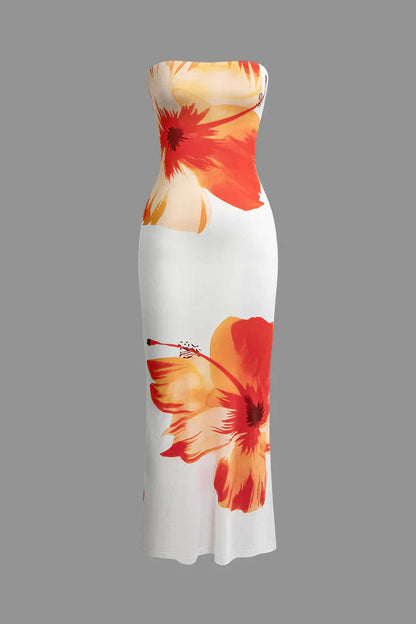 Levoire | Sans Bretelles Robe Maxi À Fleurs Robe Bodycon