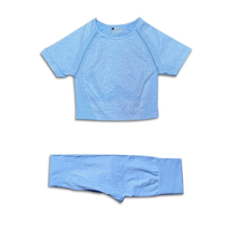 Levoire | Ensemble De Sport Complet Avec T-Shirt Et Leggings Bleu