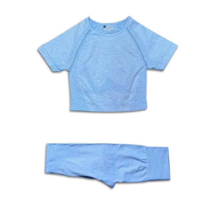 Levoire | Ensemble De Sport Complet Avec T-Shirt Et Leggings Bleu