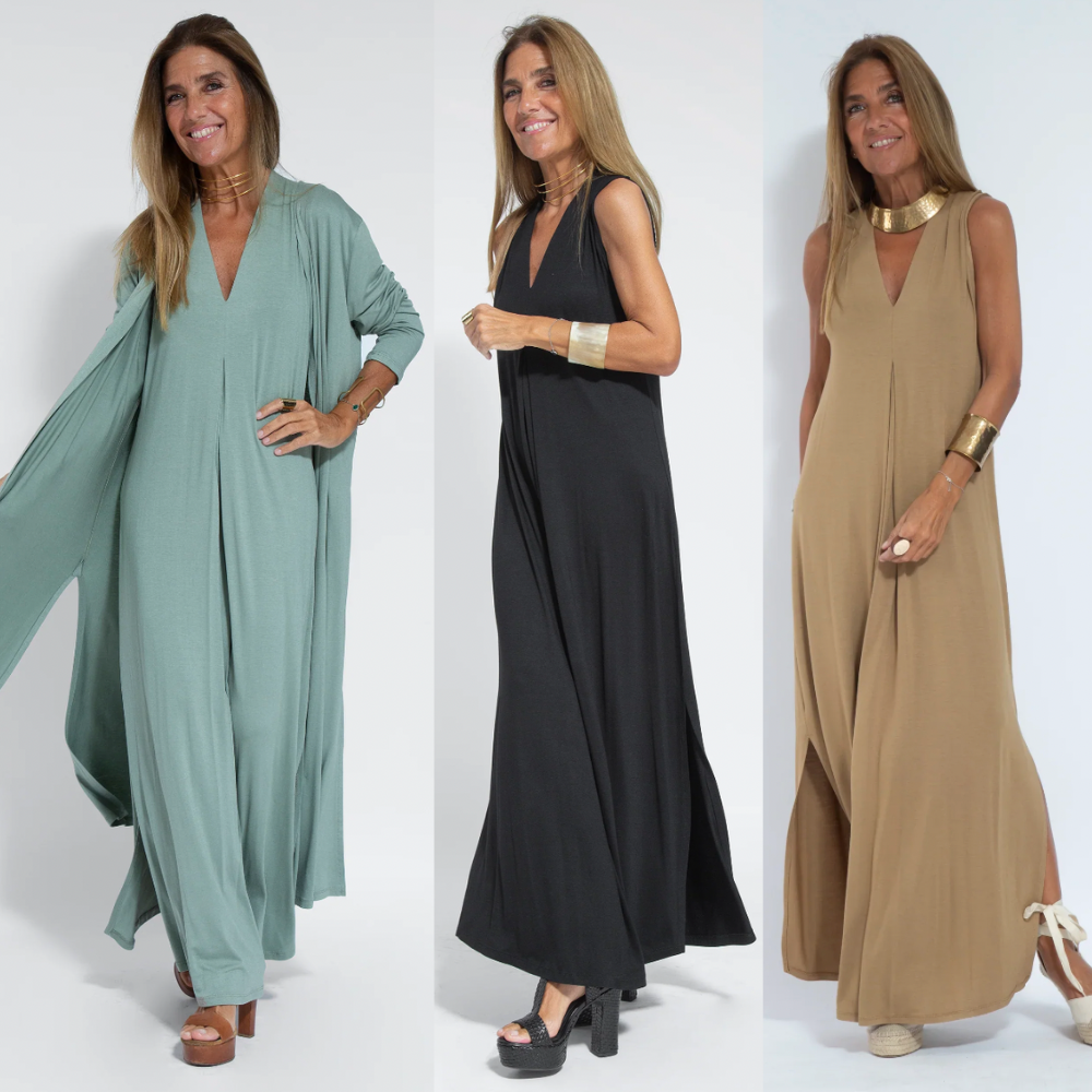 Levoire | Robe longue amincissante et cardigan Robe noire + cardigan blanche S