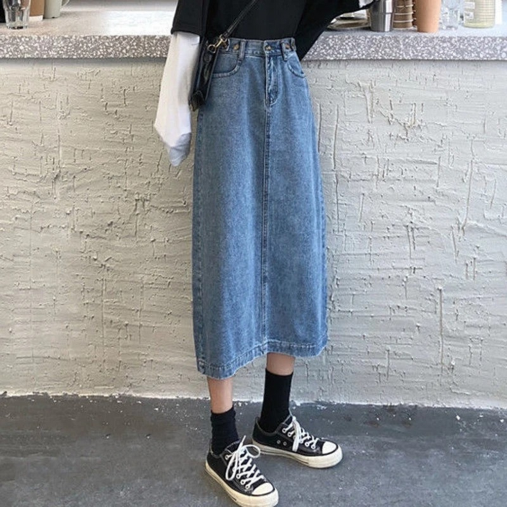 Levoire | Style Nœud Bleu Jupe Longue En Jean