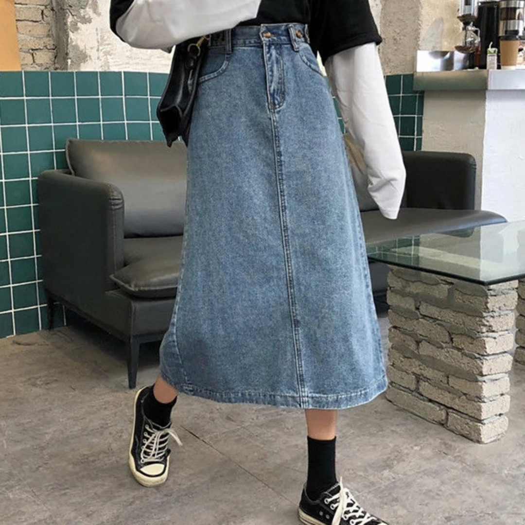 Levoire | Style Nœud Bleu Jupe Longue En Jean Bleu clair
