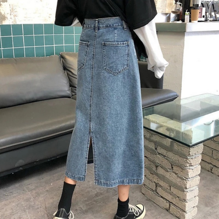 Levoire | Style Nœud Bleu Jupe Longue En Jean