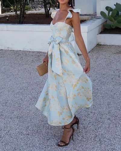 Levoire | Robe Midi Élégante À Manches Papillon Robe D'Été