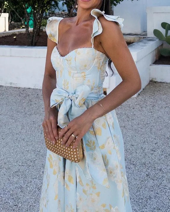 Levoire | Robe Midi Élégante À Manches Papillon Robe D'Été