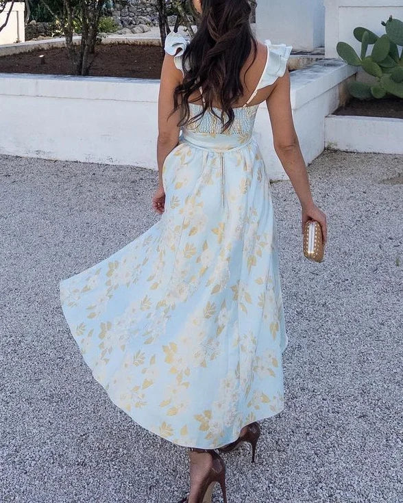 Levoire | Robe Midi Élégante À Manches Papillon Robe D'Été