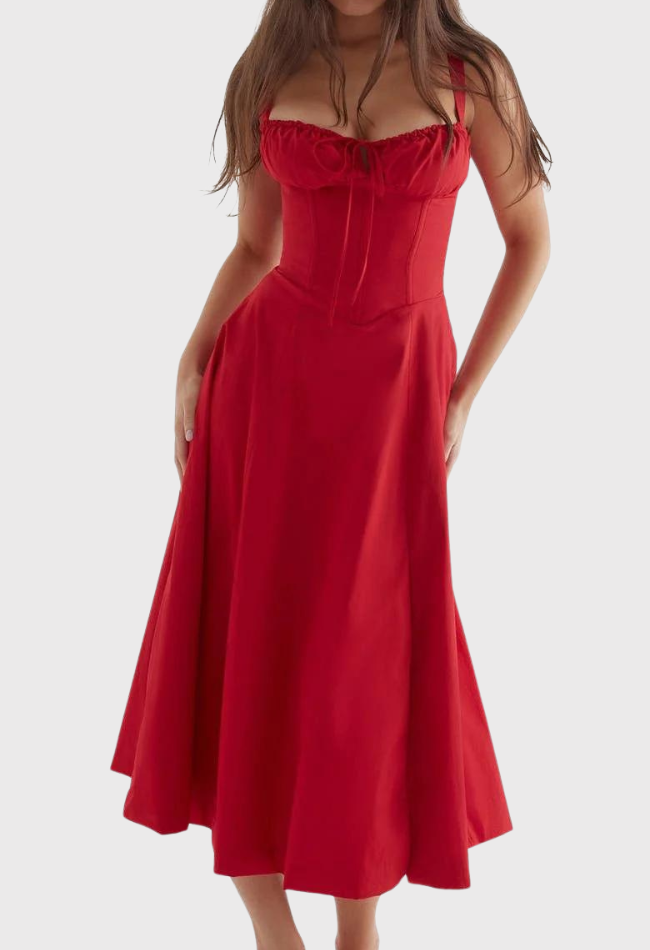 Levoire | Sans Manches Fente Midi Robe Robe D'Été Rot