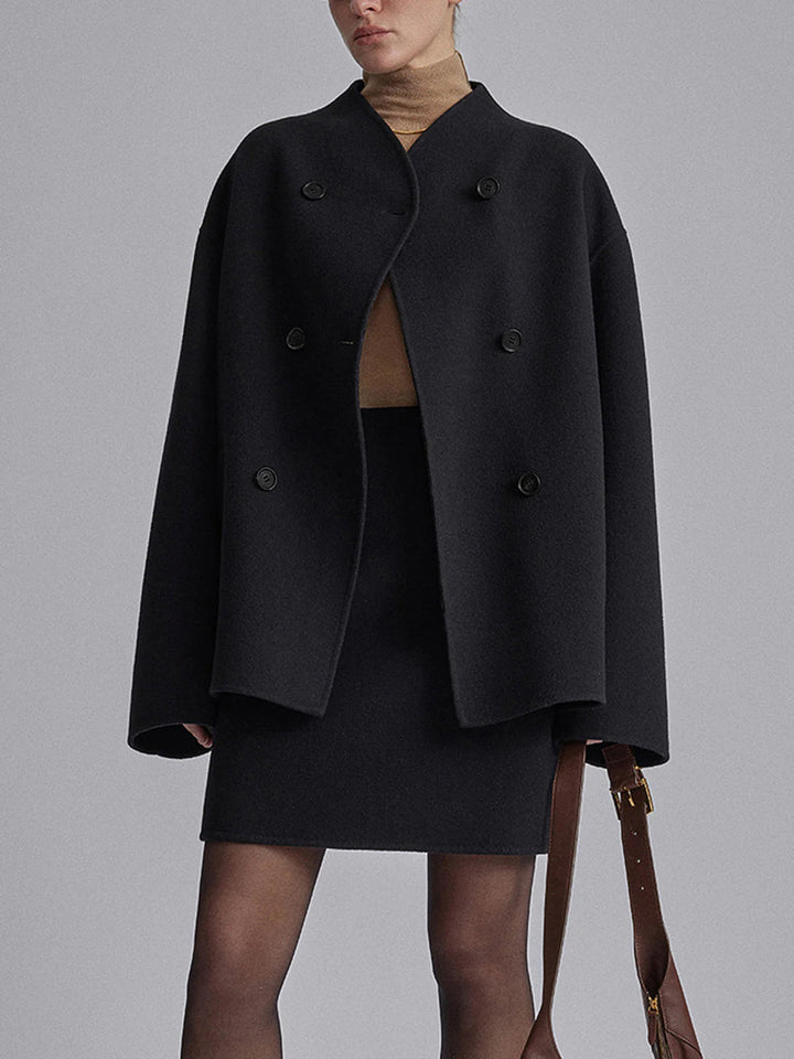 Levoire | Veste Pour Femmes Avec Double Rangée De Boutons En Mélange De Laine Noir