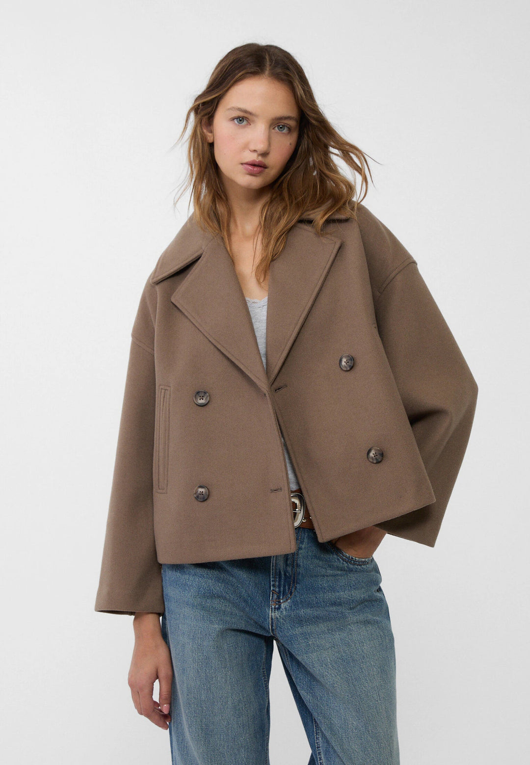 Levoire | Doublé Surdimensionné Manteau En Mélange De Laine Manteau Pour Femmes Braun