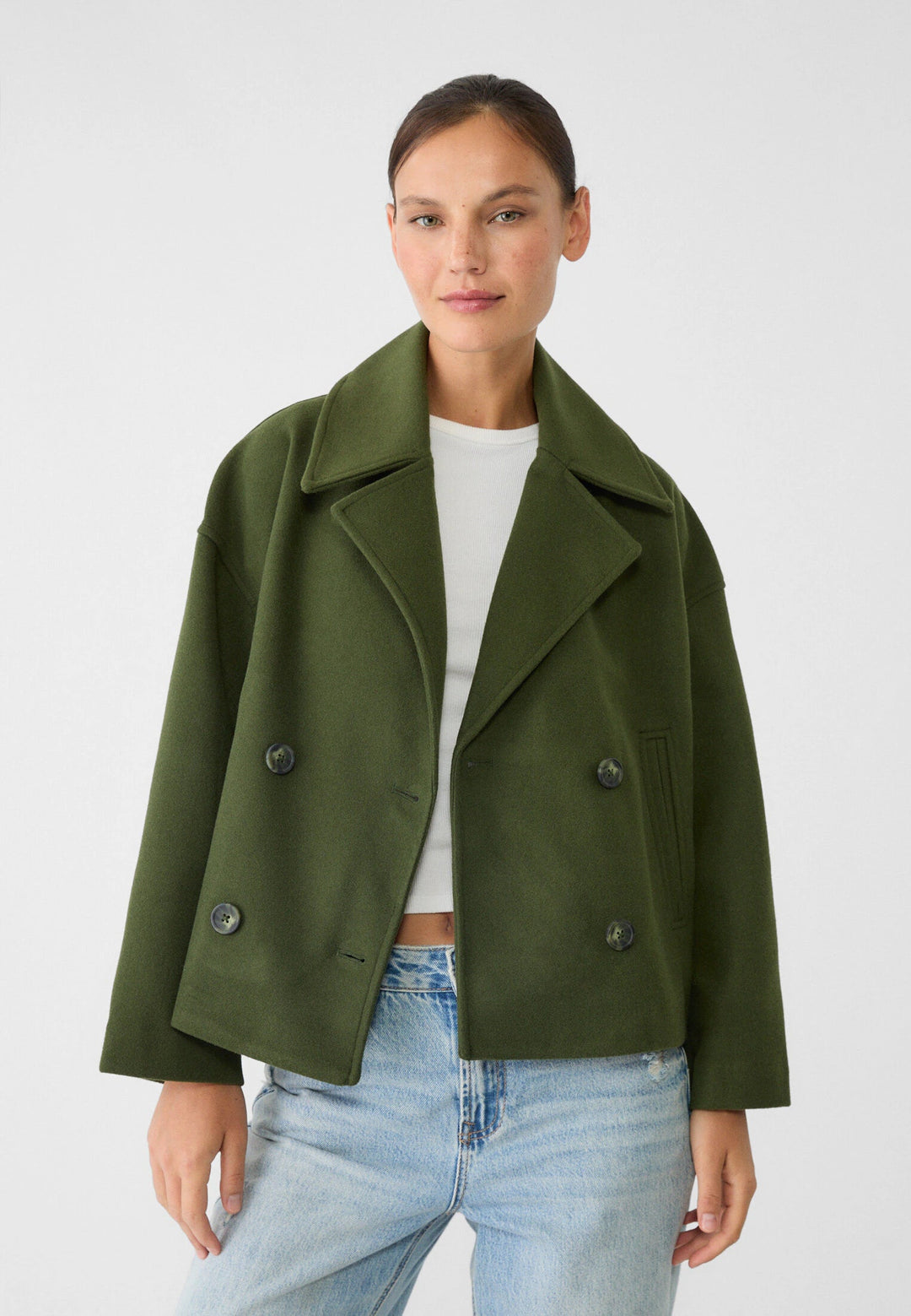 Levoire | Doublé Surdimensionné Manteau En Mélange De Laine Manteau Pour Femmes Vert