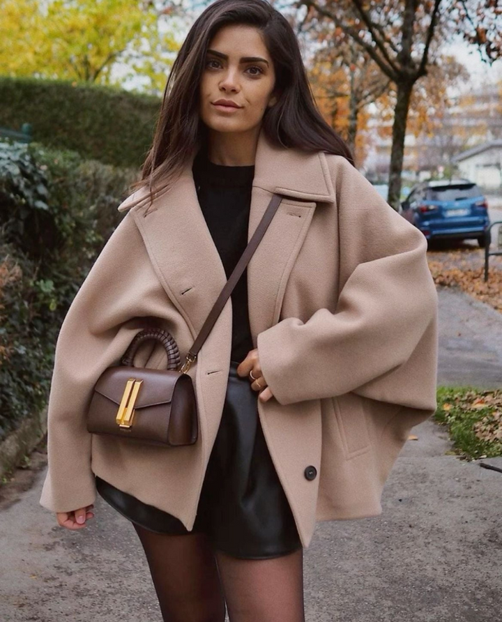 Levoire | Manteau En Laine Simple Coupe Décontractée Grande Taille Manteau En Laine Trench-Coat En Laine Femmes