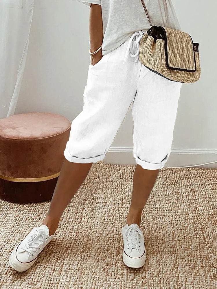 Levoire | Short Femme En Coton Et Lin Blanc