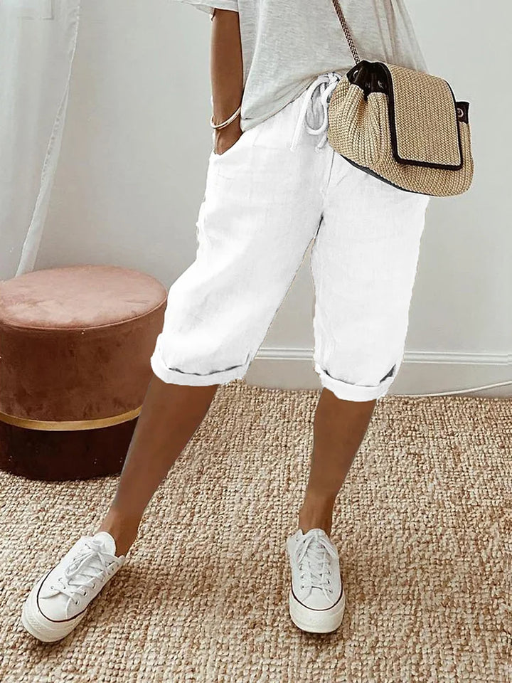 Levoire | Short Femme En Coton Et Lin Blanc