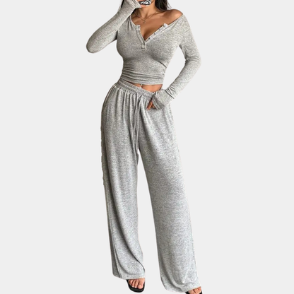 Levoire | Ensemble De Pantalon Et Pull Pour Femmes À Deux Pièces Gris