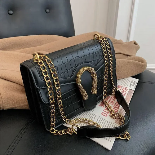 Levoire | Vintage Cuir Crocodile Motif Sac Noir
