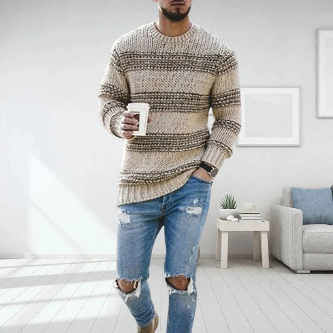 Levoire | Pull-Over En Laine Pour Homme En Patchwork Khaki