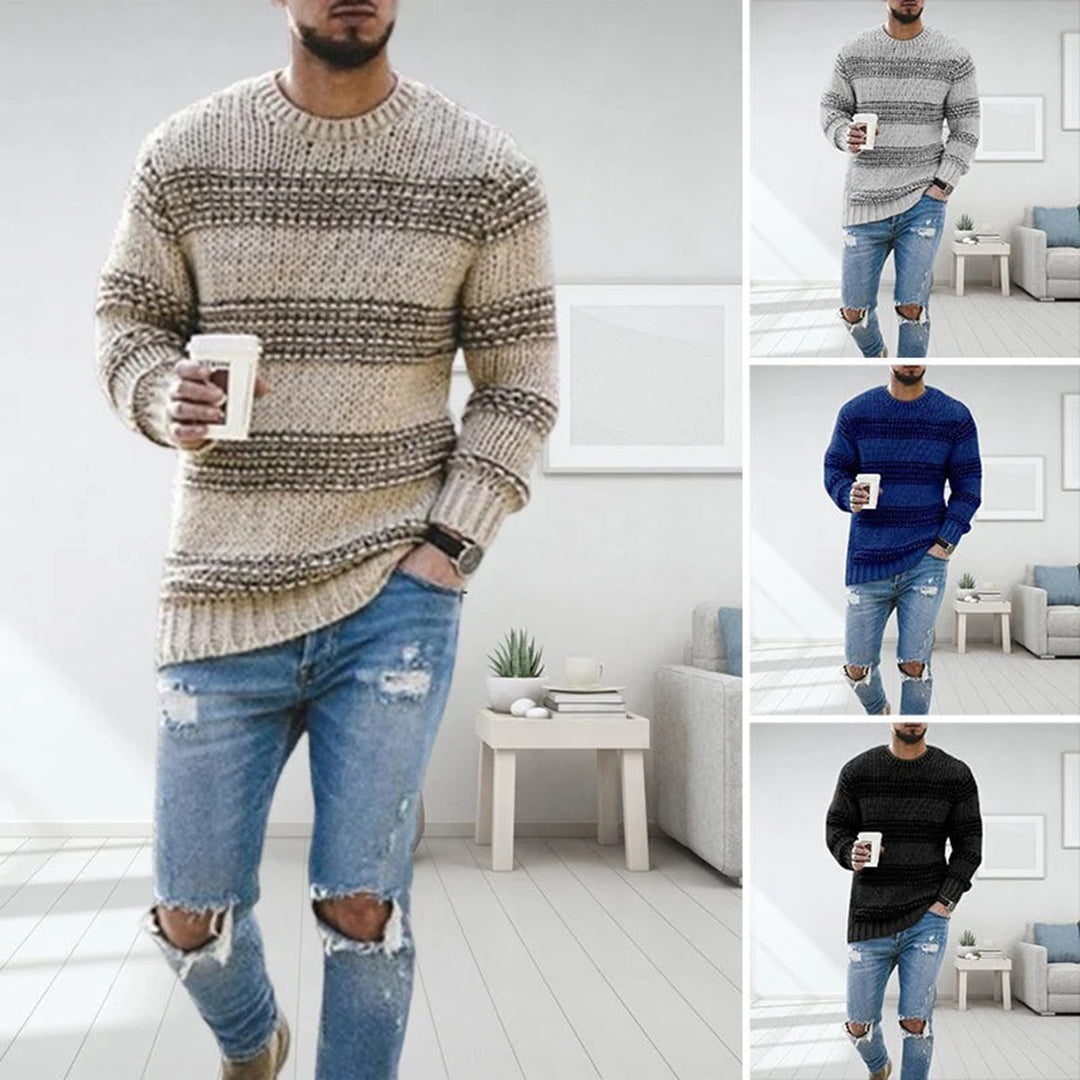 Levoire | Pull À Manches Longues Rayé Avec Col Rond Et Coupe Slim