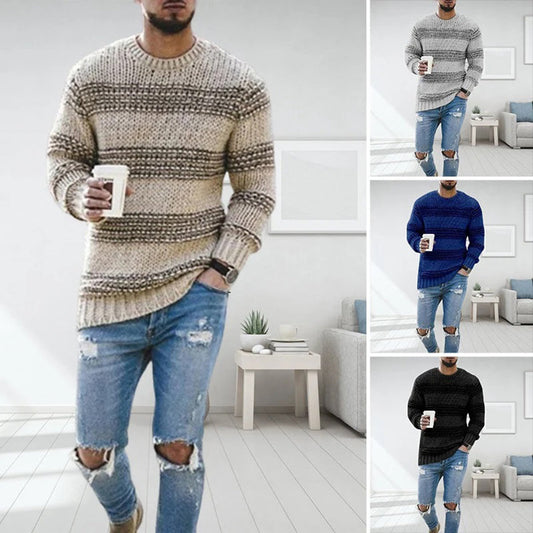 Levoire | Pull À Manches Longues Rayé Avec Col Rond Et Coupe Slim