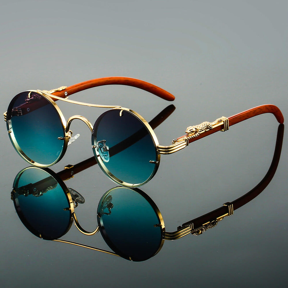 Levoire | Lunettes de soleil rétro en métal rond Vert