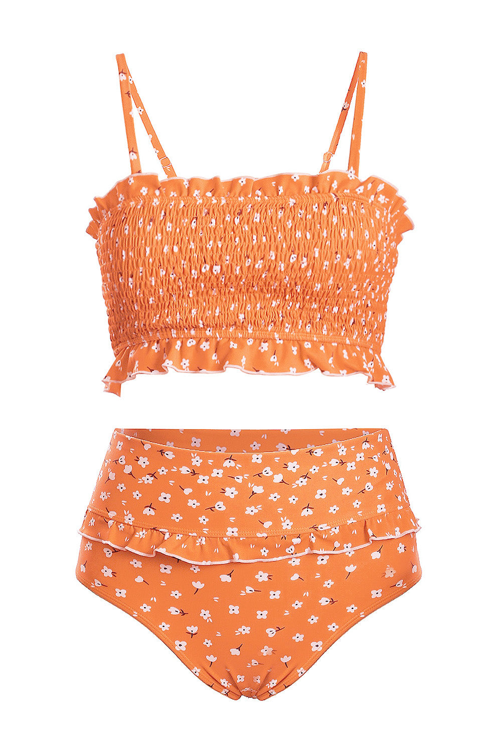 Levoire | Maillot de bain bandeau floral taille haute sans épaule