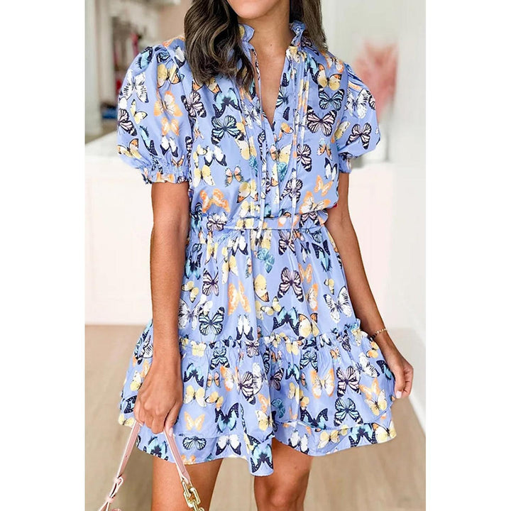 Levoire | Robe À Volants Avec Manches Courtes À Fronces Lilas