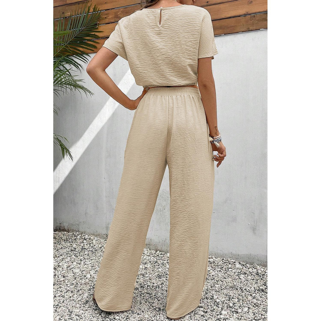 Levoire | Haut De Crop À Manches Courtes Ensemble Pantalon Large
