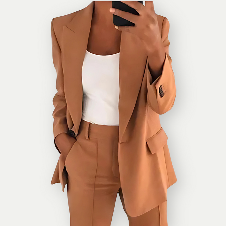 Levoire | Blazer Premium Ensemble Pour Femmes Élégant Et Confortable Tenue Professionnelle Braun