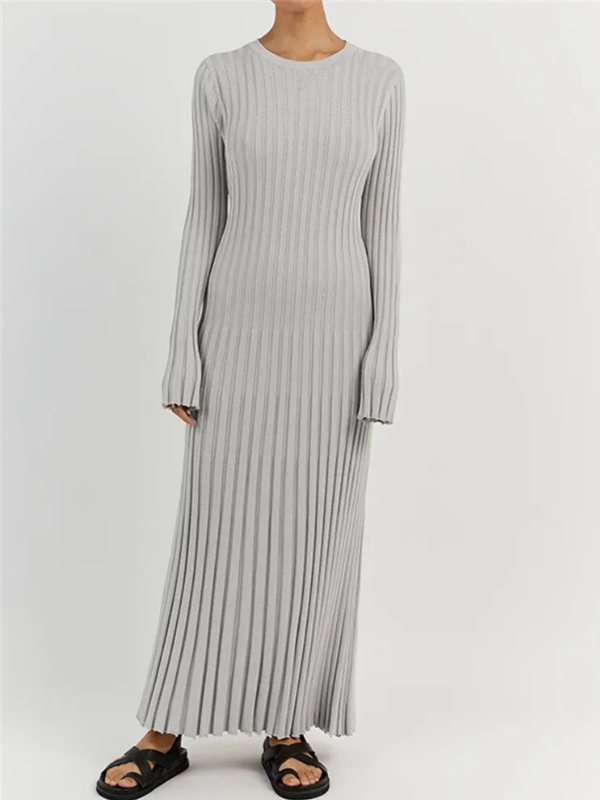 Levoire | Robe Maxi Tricotée Ajustée & Flatteuse GRIS CLAIR