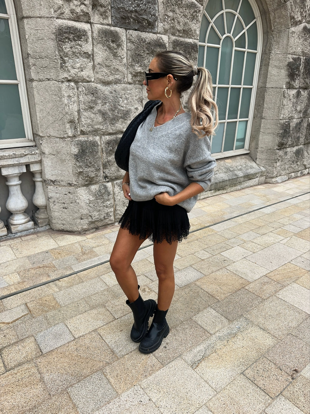 Levoire | Mini Jupe En Dentelle Noire