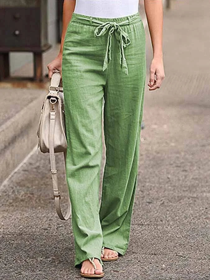 Levoire | Pantalons En Lin Gratuits Vert