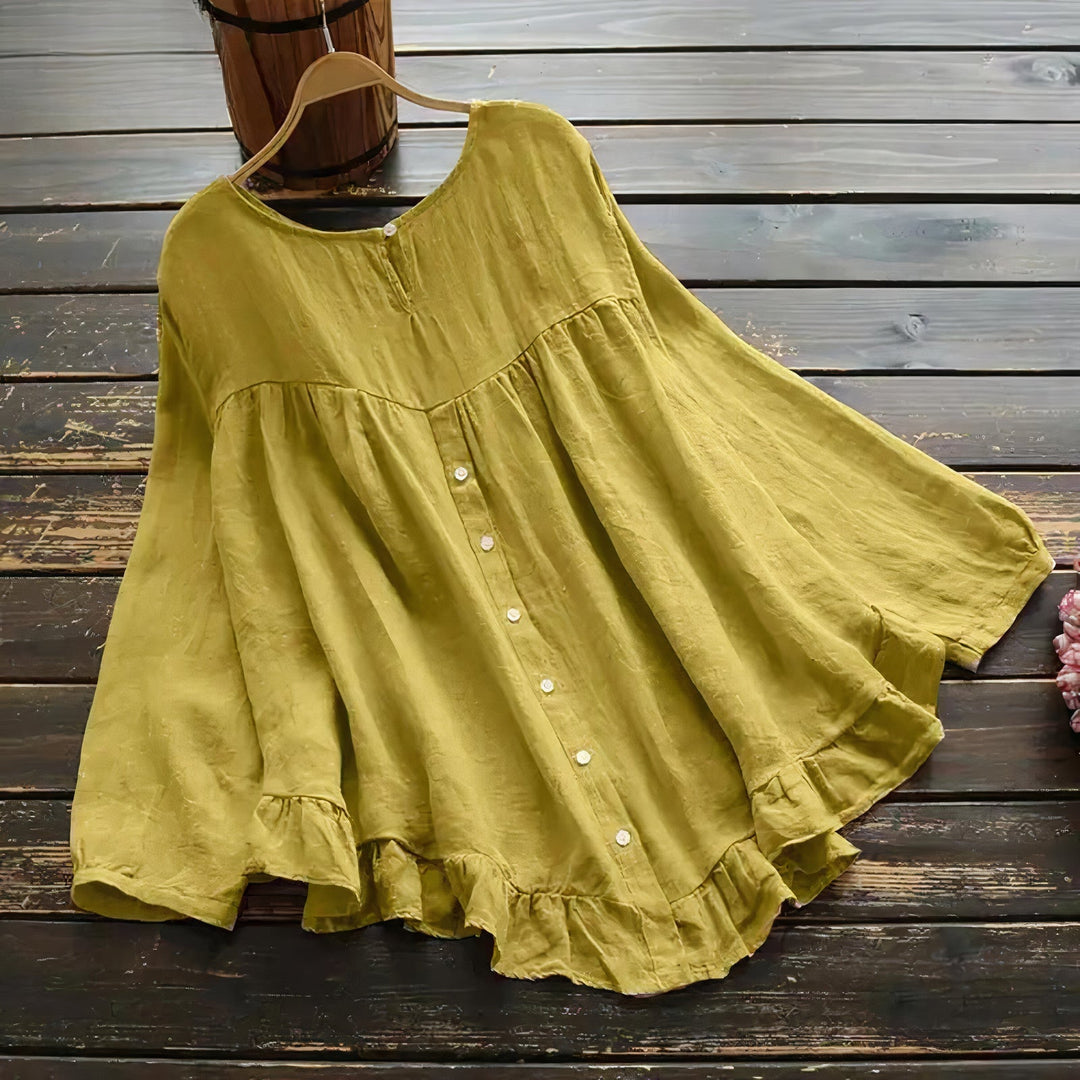 Levoire | Chemisier pour femmes avec des volants Jaune