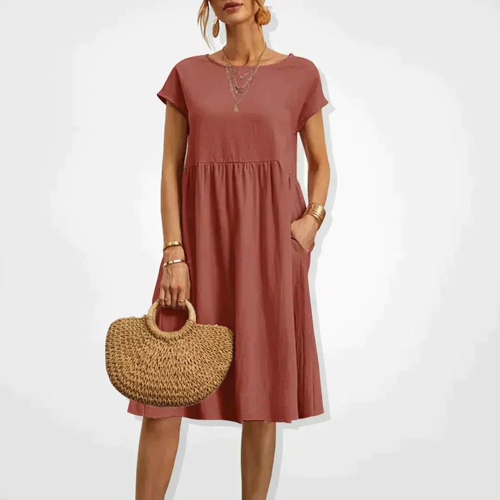 Levoire | Robe Midi Décontractée À Coupe Ample Pour Femmes Orange