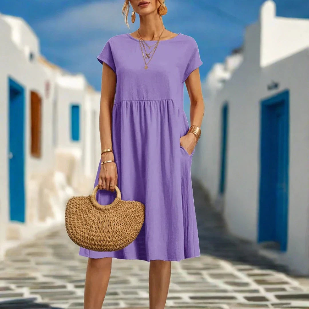 Levoire | Robe D'Été Élégante Fluide À Manches Courtes Lila