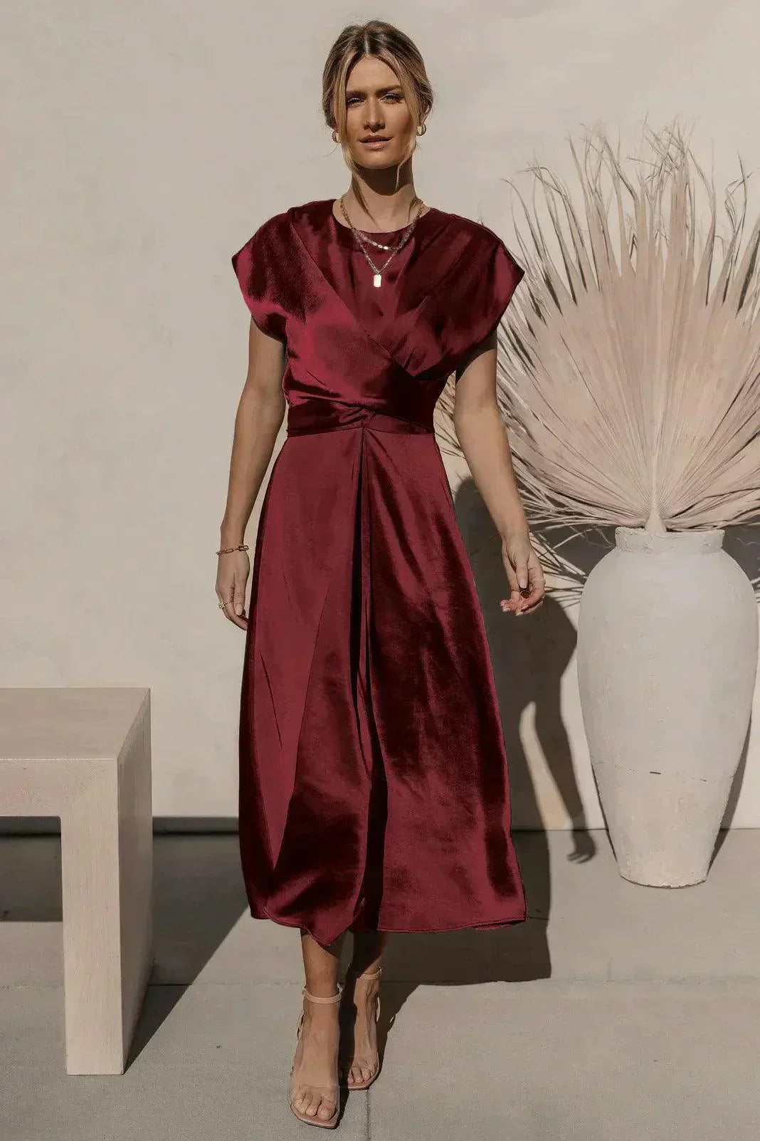 Levoire | Robe De Soirée En Satin De Soie Pour Femmes Bourgogne