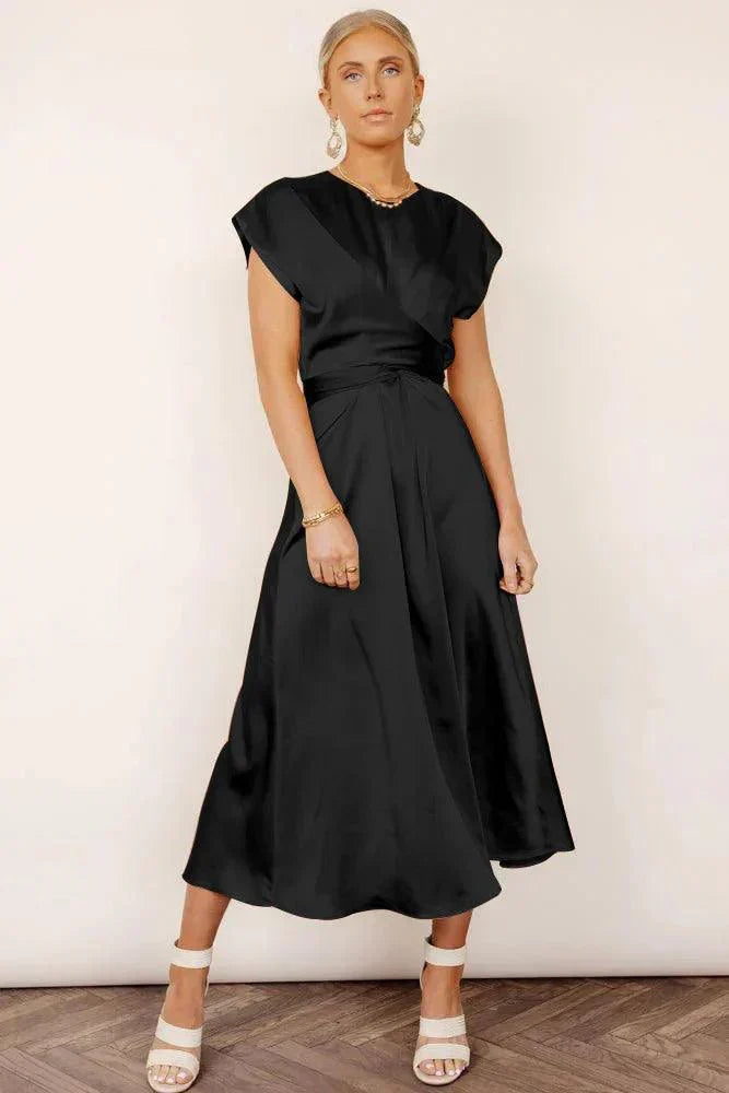 Levoire | Robe De Soirée En Satin De Soie Pour Femmes Noir