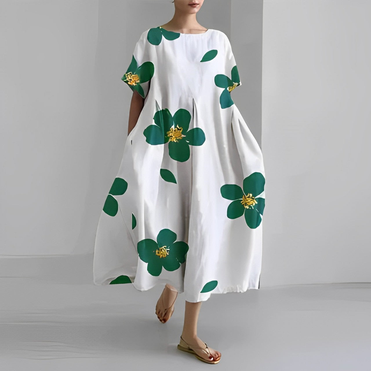 Levoire | Boho Printemps Robe Fleur Blanc