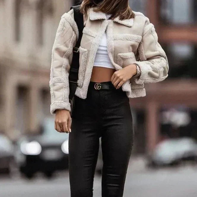 Levoire | Manteau En Cuir D'Agneau Pour Femmes Avec Coutures Blanc