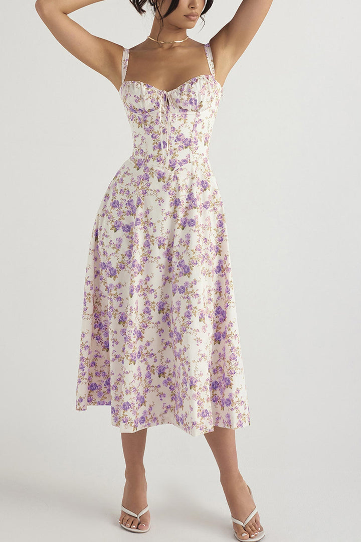 Levoire | Robe élégante manches longues Blanc Lilas Floret