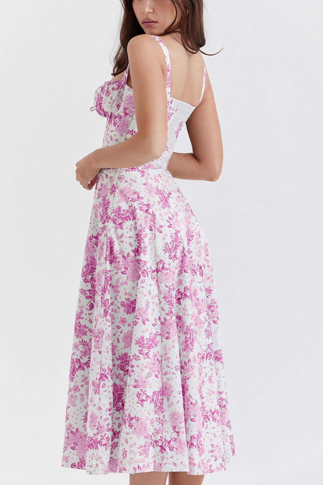 Levoire | Robe élégante manches longues Blanc Rose Fleur 2XL