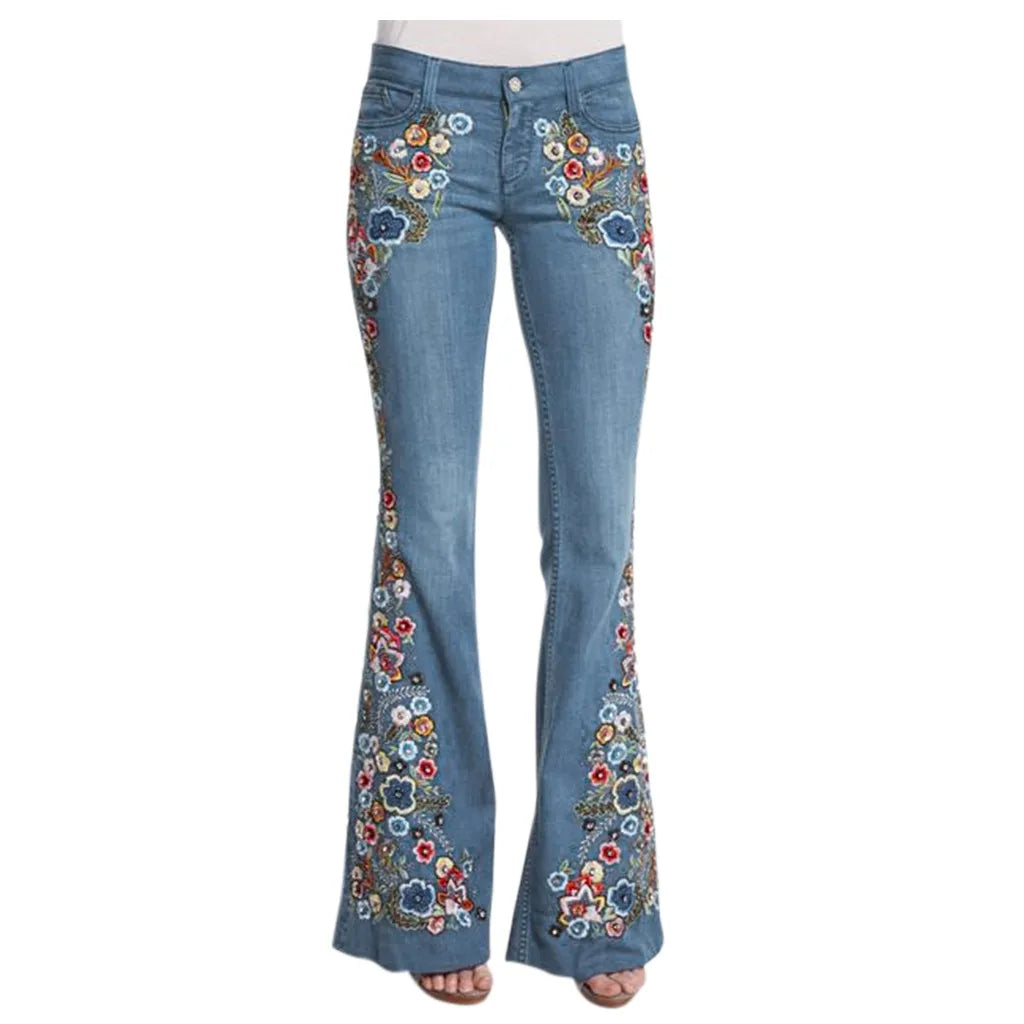 Levoire | Jeans Évasés Pour Femmes Brodés Bleu clair