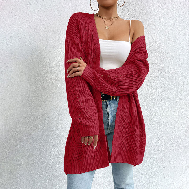 Levoire | Gilet Ouvert Devant Coton Gilet Tricoté Femme Bordeaux