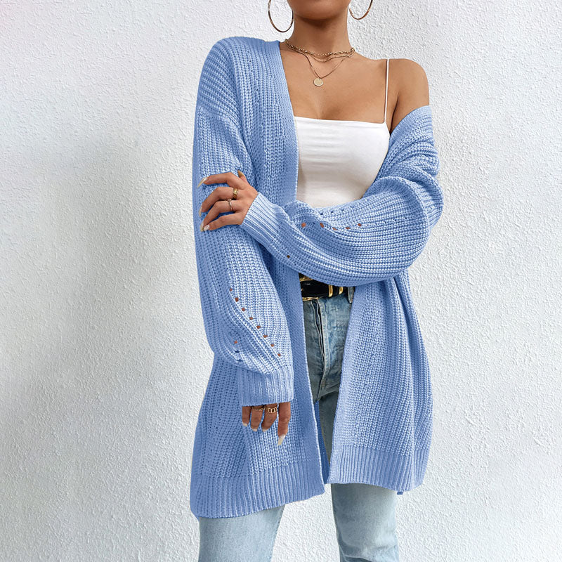 Levoire | Gilet Ouvert Devant Coton Gilet Tricoté Femme Bleu