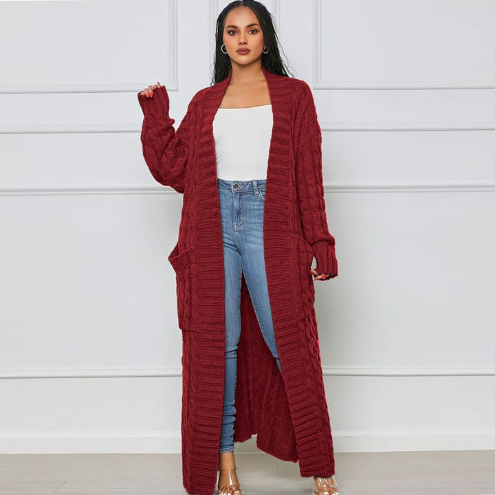 Levoire | Grande Taille Ouverte Gilet Tricoté Gilet Femme Vin rouge