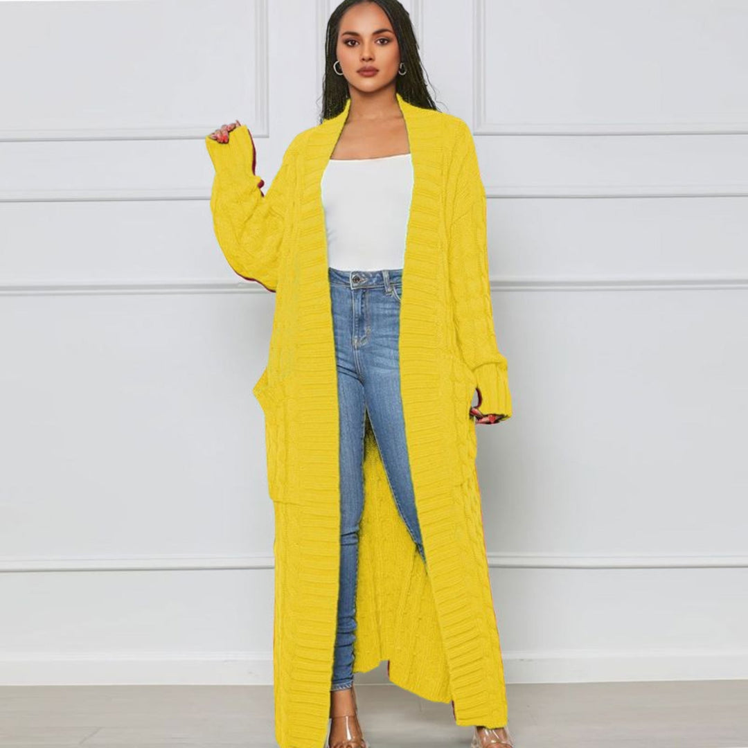 Levoire | Grande Taille Ouverte Gilet Tricoté Gilet Femme Jaune