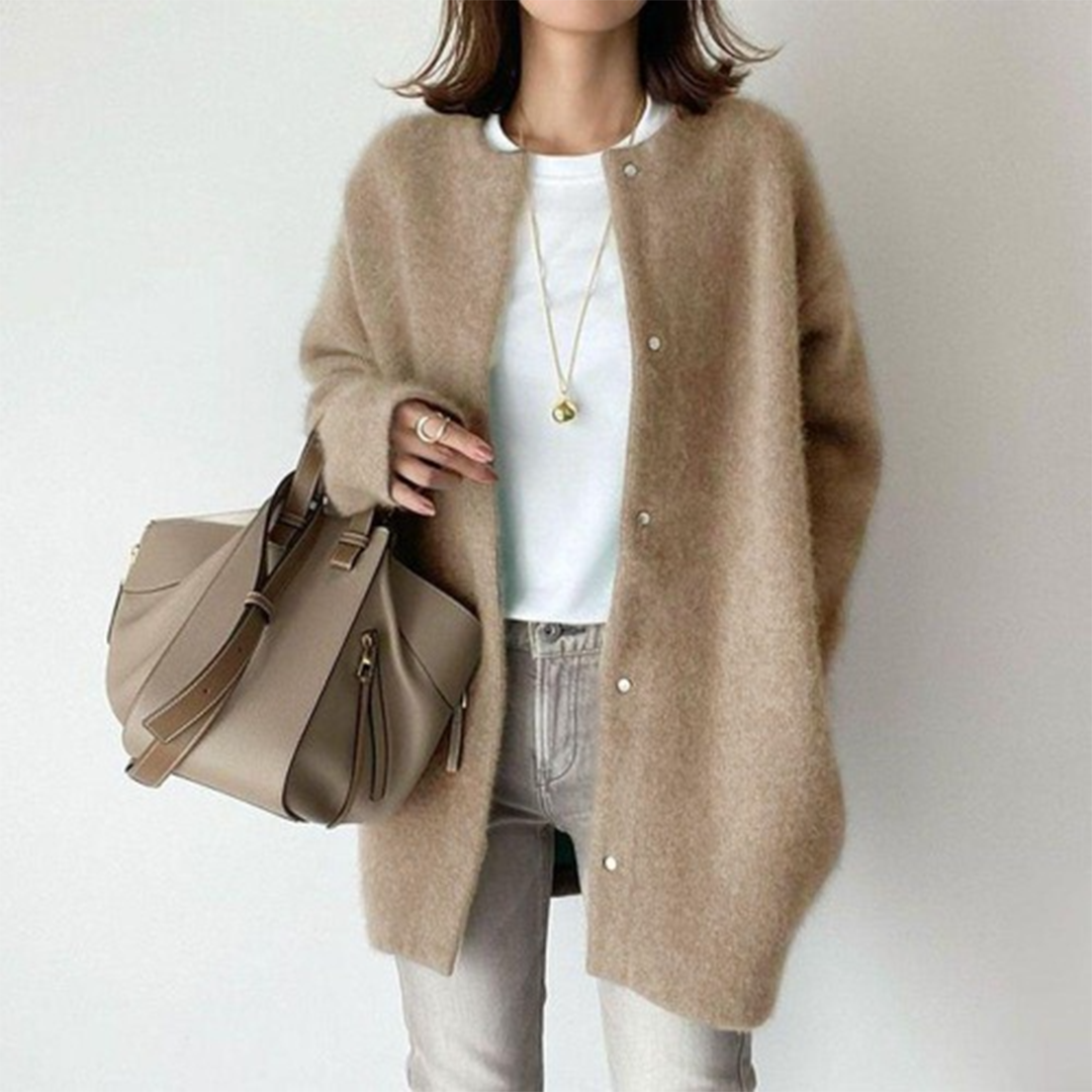 Levoire | Grande Taille Fermeture À Boutons Vêtement En Laine Gilet Vêtements Pour Femmes Khaki-brun