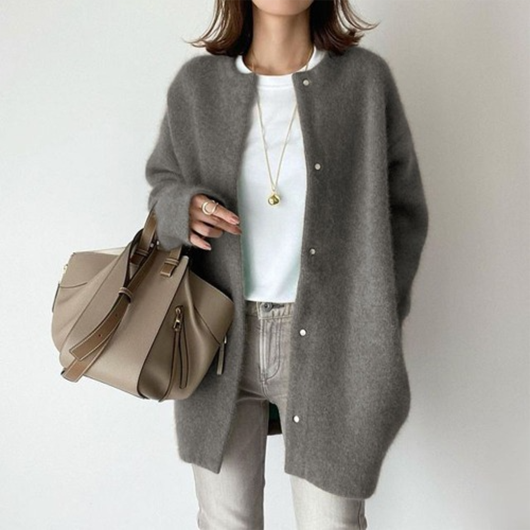 Levoire | Grande Taille Fermeture À Boutons Vêtement En Laine Gilet Vêtements Pour Femmes Gris