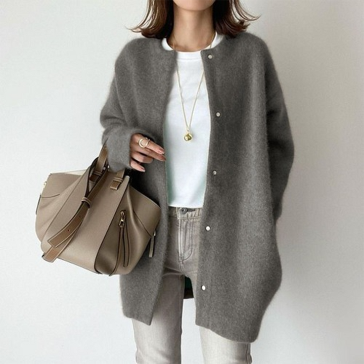Levoire | Grande Taille Fermeture À Boutons Vêtement En Laine Gilet Vêtements Pour Femmes Gris