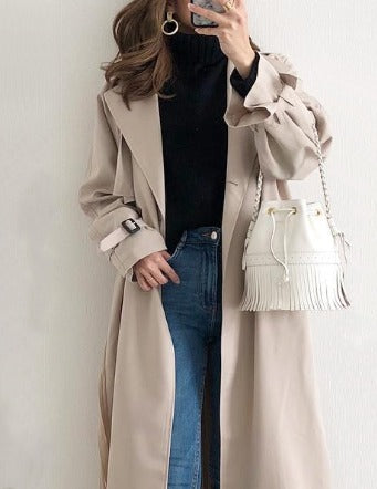 Levoire | Manteau Pour Femmes Beige Déperlant Avec Poitrine Simple